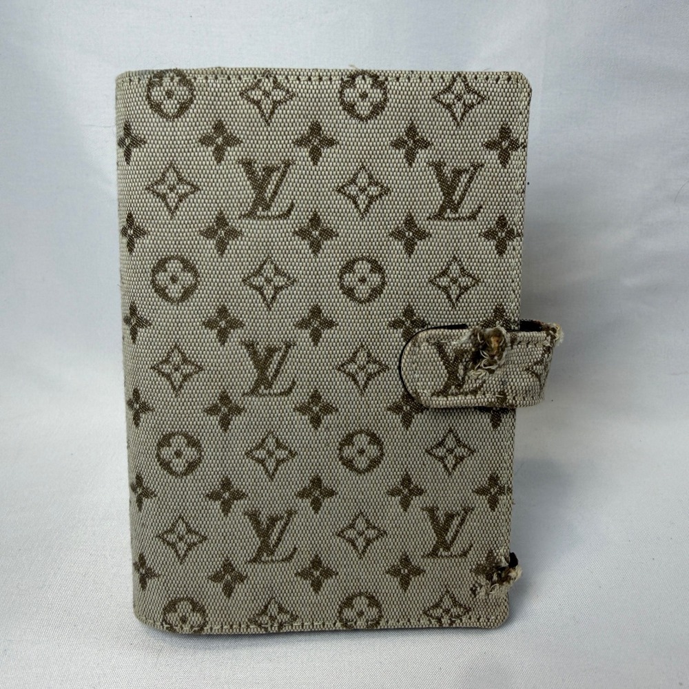 Louis Vuitton Agenda PM Unisex Small Tan Monogram Mini Lin Canvas Ring Planner